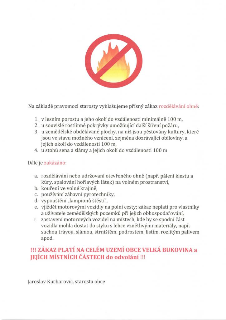Zákaz rozdělávání ohně